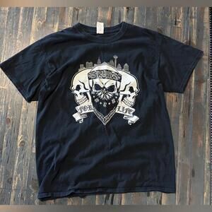 San Antonio Spurs Black T Shirt Large Skulls Gangster Nba Tee